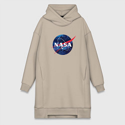 Женское худи-платье NASA: Cosmic Logo, цвет: миндальный