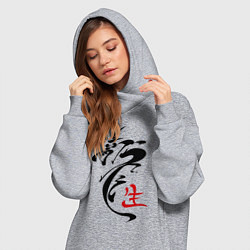 Женское худи-платье Иероглиф дракон, цвет: меланж — фото 2