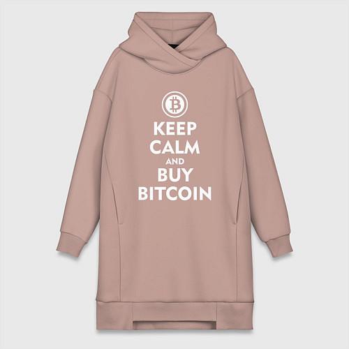 Женская толстовка-платье Keep Calm & Buy Bitcoin / Пыльно-розовый – фото 1