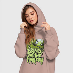 Женское худи-платье Bring Me The Horizon: Green Girl, цвет: пыльно-розовый — фото 2