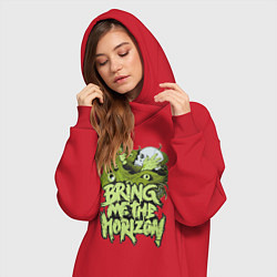 Женское худи-платье Bring Me The Horizon: Green Girl, цвет: красный — фото 2