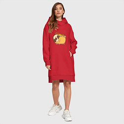 Женское худи-платье Мопс-хотдог, цвет: красный — фото 2