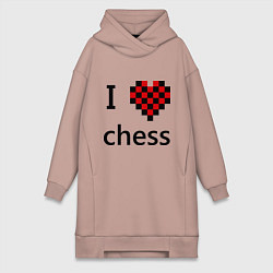 Женская толстовка-платье I love chess