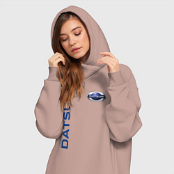 Женское худи-платье Datsun логотип с эмблемой, цвет: пыльно-розовый — фото 2