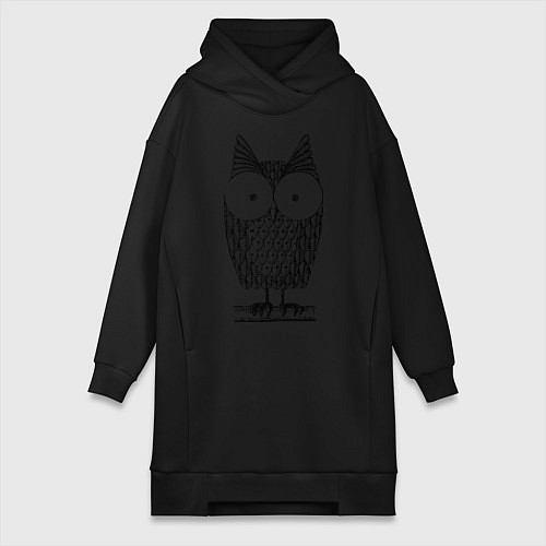 Женская толстовка-платье Owl grafic / Черный – фото 1