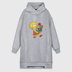 Женское худи-платье Лиза Симпсон в школу, цвет: меланж