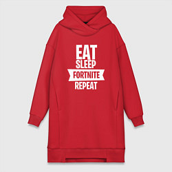 Женское худи-платье Eat Sleep Fortnite Repeat, цвет: красный