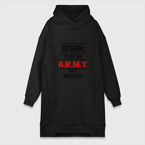 Женская толстовка-платье Born to be an ARMY BTS / Черный – фото 1