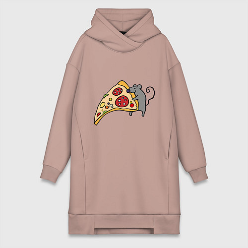 Женская толстовка-платье Кусочек пиццы парная / Пыльно-розовый – фото 1