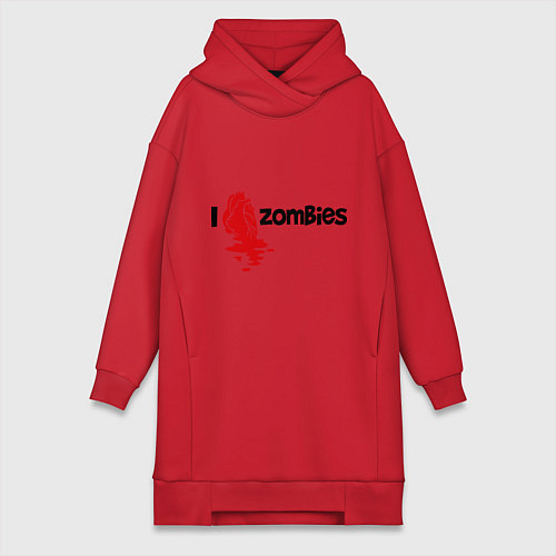 Женская толстовка-платье I love zombies / Красный – фото 1