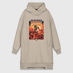 Женское худи-платье DOOM id, цвет: миндальный