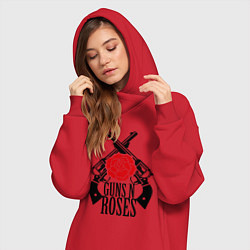 Женское худи-платье Guns n Roses: guns, цвет: красный — фото 2