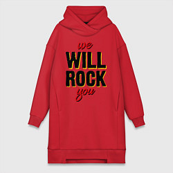 Женское худи-платье We will rock you!, цвет: красный