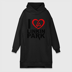 Женское худи-платье I love Linkin Park, цвет: черный