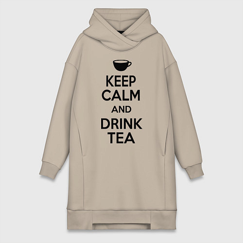 Женская толстовка-платье Keep Calm & Drink Tea / Миндальный – фото 1