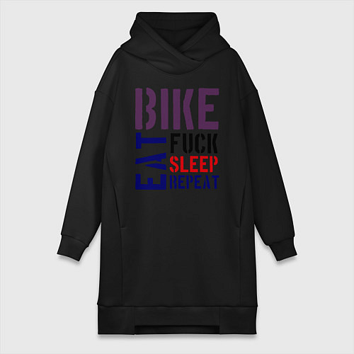 Женская толстовка-платье Bike eat sleep repeat / Черный – фото 1