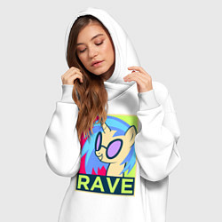 Женское худи-платье DJ Pon-3 RAVE, цвет: белый — фото 2