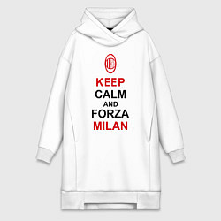 Женское худи-платье Keep Calm & Forza Milan, цвет: белый