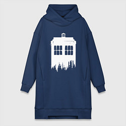 Женская толстовка-платье Тардис white - Доктор Кто