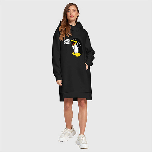 Женская толстовка-платье Пингвин: Linux / Черный – фото 4