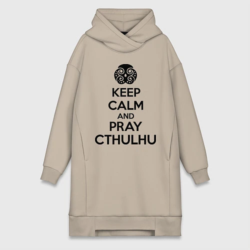 Женская толстовка-платье Keep Calm & Pray Cthulhu / Миндальный – фото 1