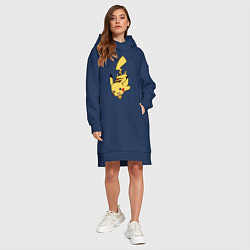 Женское худи-платье Радостный Пикачуха, цвет: тёмно-синий — фото 2