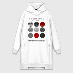 Женское худи-платье TOP: Blurryface, цвет: белый