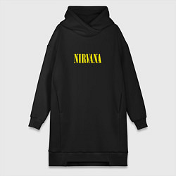 Женское худи-платье Nirvana Нирвана Логотип, цвет: черный