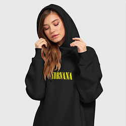 Женское худи-платье Nirvana Нирвана Логотип, цвет: черный — фото 2