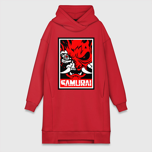 Женская толстовка-платье Cyberpunk 2077: Samurai Poster / Красный – фото 1