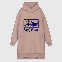 Женское худи-платье Shark fast food, цвет: пыльно-розовый