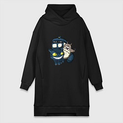 Женское худи-платье Tardis Totoro, цвет: черный