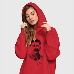 Женское худи-платье Товарищ Сталин, цвет: красный — фото 2