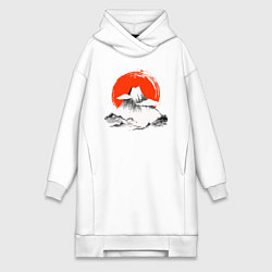 Женское худи-платье Гора Фудзияма, цвет: белый