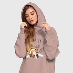Женское худи-платье Sleep Eat Play Repeat Бульдог, цвет: пыльно-розовый — фото 2