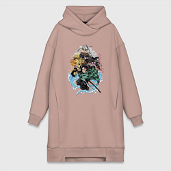 Женское худи-платье KIMETSU NO YAIBA, цвет: пыльно-розовый