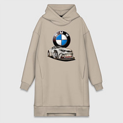 Женское худи-платье BMW оскал, цвет: миндальный