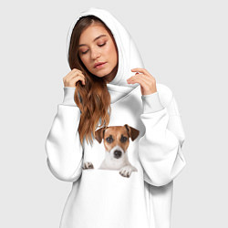 Женское худи-платье Собака, цвет: белый — фото 2