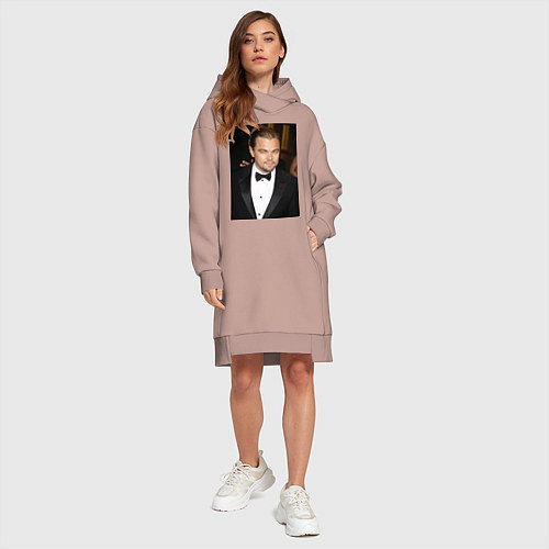 Женская толстовка-платье Леонардо Ди Каприо / Пыльно-розовый – фото 4