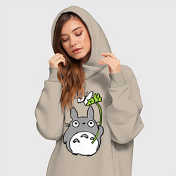 Женское худи-платье Totoro и бабочка, цвет: миндальный — фото 2
