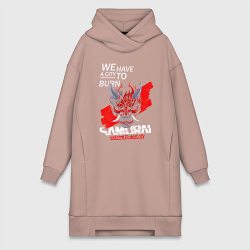 Женская толстовка-платье WELCOME TO NIGHT CITY / Пыльно-розовый – фото 1