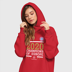 Женское худи-платье FC Bayern Munchen Champions of Europe 2020, цвет: красный — фото 2
