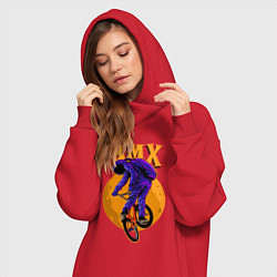 Женское худи-платье BMX - moon - space, цвет: красный — фото 2