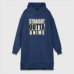 Женское худи-платье Straight Outta Anime, цвет: тёмно-синий