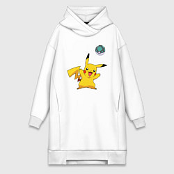 Женское худи-платье Pokemon pikachu 1, цвет: белый