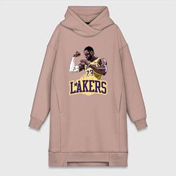 Женское худи-платье LeBron - Lakers, цвет: пыльно-розовый