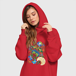 Женское худи-платье Славянский орнамент, цвет: красный — фото 2