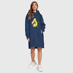 Женское худи-платье Мопс-авокадо, цвет: тёмно-синий — фото 2