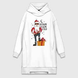 Женское худи-платье С Новым годом, детка!, цвет: белый