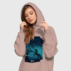 Женское худи-платье Конь, цвет: пыльно-розовый — фото 2